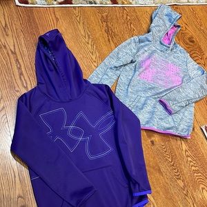 Two girls Under Armour hooded sweatshirts - Medium